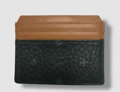 $195 MCM Men's Black Mini Visetos Faux Leather Canvas Card Case • $54.78