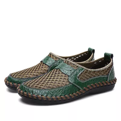 Mens Summer Mesh Slip On Loafers Breathable Casual Boat Driving Shoes Size New • £19.39