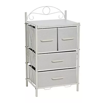 Victoria Dresser Nightstand Storage Organizer With 4 White Drawers White Metal F • $74.54