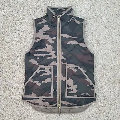 J Crew Vest Womens XXS Camouflage Quilted Camo Classic 02533 Full Zip Outdoor • $11.99