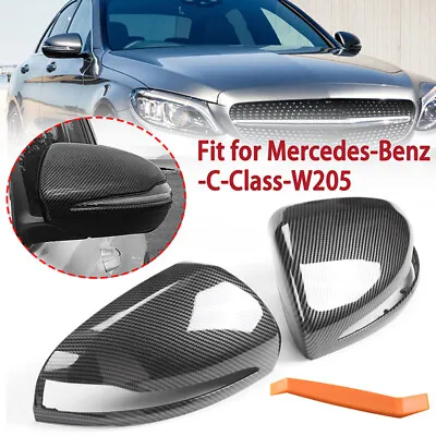 Carbon Fiber Mirror Covers For Mercedes Benz W205 X253 W222 W213 C E S GLC Class • $39.99