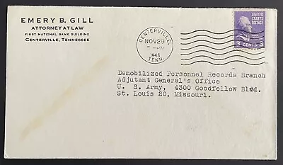 Centerville Tenn. Cover Mailed Nov 29 1946 To AG US Army St. Louis MO - TN • $1.99