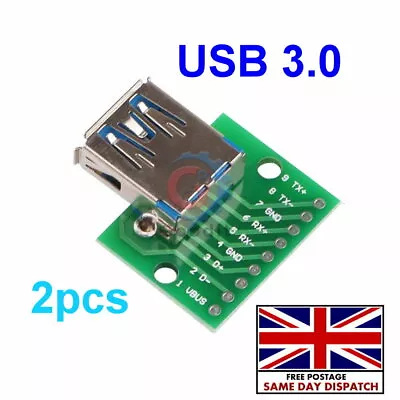 2x USB 3.0 Type A Female Socket To DIP 2.54mm 9 Pin Female Converter Connector • £4.64