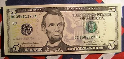 Five Dollar Bill Scattered Ladder Run Of 8 Digits 01234567 • $8.09