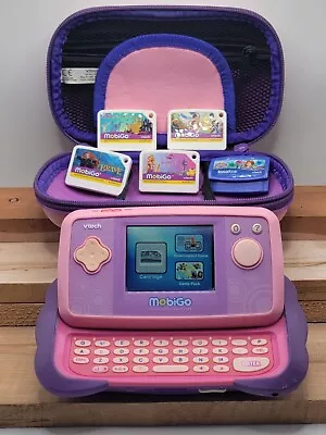 Vtech MobiGo Lot Handheld Touch Learning System Pink With Case & 5 Games • $34.99