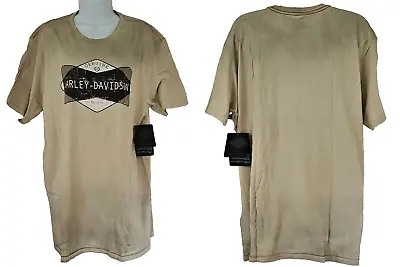 Harley Davidson BLACK LABEL SS Shirt Tan Grunge Cotton Chest 47in Mens XL Slim • $22.98