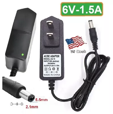 6V 1.5A AC/DC Adapter Power Supply For Home Electronics With 5.5x2.1mm Plug • $7.92