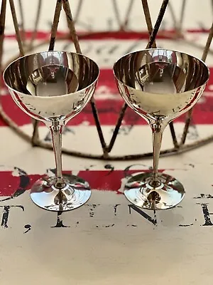 Pair Of VTG Leonard EPNS Silver Stemmed Champagne/Wine Goblets India • $20