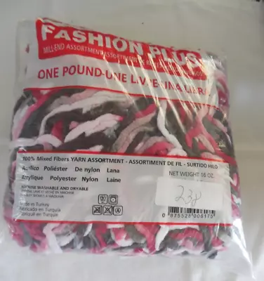 Fashion Plus Mill Ends - 1 Lb - Chinille Yarn - Pink - Dark Red - White - Black • $9.99