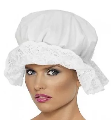 Fancy Dress Victorian Maid Mop Cap Elasticated White One Size By Smiffys New • $6.85