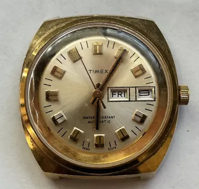 Vintage Men’s Timex Automatic Watch Day Date Running 38mm • $12