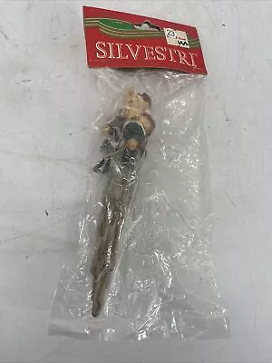 NEW Vintage Silvestri Christmas Ornament Wooden Santa On A Wooden Icicle • $12.21