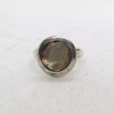 Beautiful Sterling Silver 925 Round Abalone Shell Ring Size 6 K3592 • $16.95