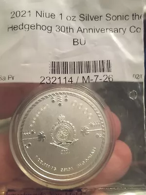 1 Oz Sonic The Hedgehog .999 Fine Silver 2021 Niue 30th Anniversary Coin BU  • $39.99