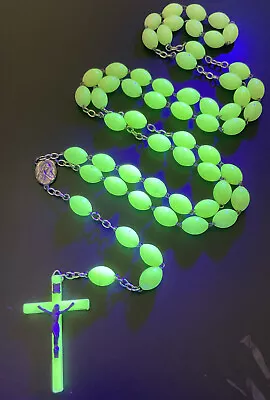 Vintage Catholic Glow In The Dark 5 Decade 30” Habit Rosary • $16.99