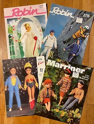 £5 • Buy Bundle Of 4 Vintage Knitting Patterns For Dolls:  Sindy/Barbie/Action Man