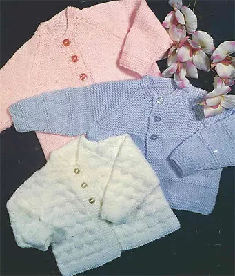 £1.99 • Buy Knitting Pattern-  Baby Cardigan 3 Styles In DK-Easy Knit- Fits Birth - 12 Month