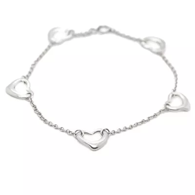 Tiffany & Co Elsa Peretti Five Open Hearts Sterling Silver Bracelet • $595