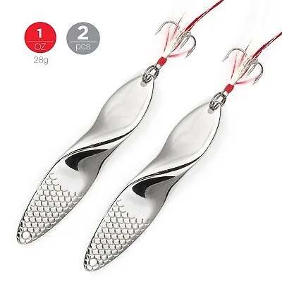 Set Of 2 PROpeller Silver Metal Fishing Lures Treble Hooks 1OZ 28g • $17