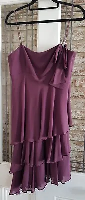 Maria Grachvogel Size Uk 12 Purple Lined Chiffon Layered Knee To Midi Dress • £10