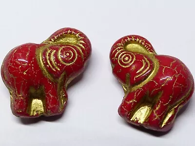 20mm Czech Glass Animal Elephant Drop Pendant Glass Beads - 2pcs • £1.79