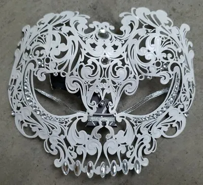 White Metal Skull Girl Mask Venetian Halloween Masquerade Mask • $19.99