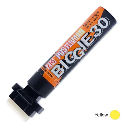 Zig Posterman Wet Wipe Biggie 30 Marker - Super Broad - Yellow (Pack Of 3) • £17.24