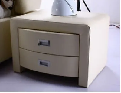 1 X PU Leather Bedside Tables With 2 Drawers  Creamy Beige • $175
