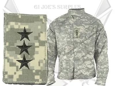 Military Army ACU Uniform 3 Star LTG General VELCRO® Brand Hook Comp Rank 3A4 • $17.99