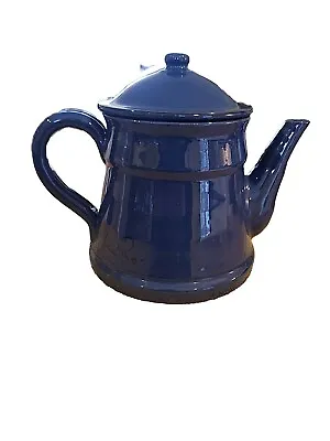 Vintage MAMMA RO Classic Blue Tea Pot  Italy Pottery Handcrafted New • $80