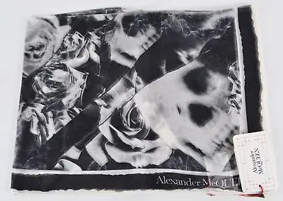 New Alexander McQueen 584294 $420 RIPPED ROSES Silk Chiffon Floral Skull Scarf • $355.37