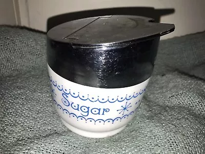 VINTAGE GEMCO BLUE & WHITE MILK GLASS  SUGAR SET Bowl With Lid • $4.99