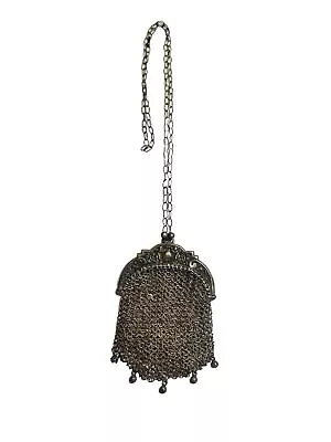 Antique French Silver Chainmail Lady’s Chantelain Coin Pocket Purse Deco Flapper • $49.95