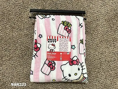 HELLO KITTY HAMBURGER FRIES FOODIE PLUSH THROW BLANKET 50in X 70in 127cm X 178cm • $49.99