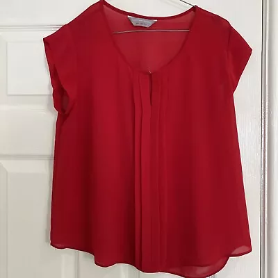 Ladies Size 14 CherryRed Shortsleeve Top Blouse By Dorothy Perkins • £5