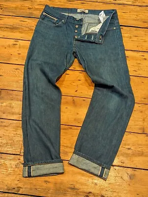 NAKED & FAMOUS Selvedge Jeans 34R Weird Guy Rusted Blue! Raw Japanese Denim • £65