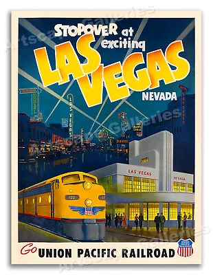 Exciting Las Vegas Nevada! - 1950s Vintage Style Travel Poster - 18x24 • $13.95
