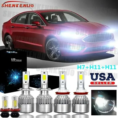 6x 6000K LED High Low Beam Headlight + Fog Bulbs For 2006-2015 Ford Fusion White • $31.33