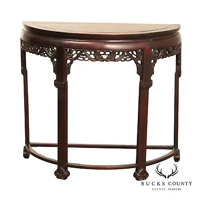 Antique Chinese Huanghuali Hardwood Demilune Console Table • $1095