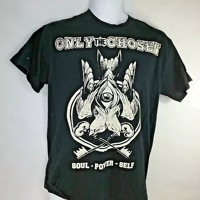 Only The Chosen T Shirt Sz M Soul Power Self Black Distressed Vintage Mens   • $43.62