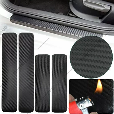 US Car Carbon Fiber Scuff Plate Door Sill Cover Panel Step Protector Guard Black • $6.22