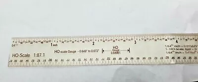 HO Ruler - Clear Accurate Flexible Polyester W/Sepia Hatchmarks 12 L X 3/4 W USA • $11.99