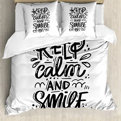 Keep Calm Duvet Cover Smile On Typography • £32.99