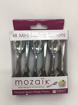 48 Mozaik Mini Tasting Spoons Premium Heavy Weight Plastic 4  L X 7/8  W NIB NWT • $8.79