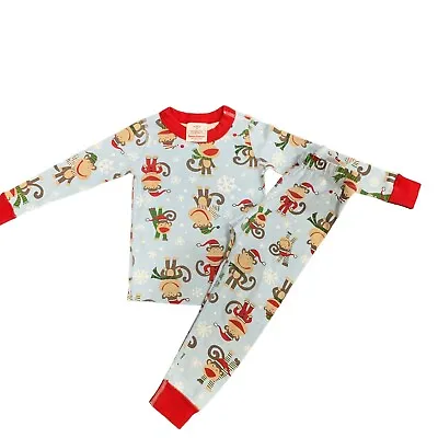 Hanna Andersson | Pajamas Top Bottoms Christmas Santa Monkeys Cotton- Size 3 90 • $19.99