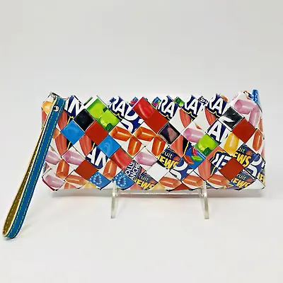 Ollin Candy Wrapper Wristlet Purse Clutch Jolly Rancher Multi Color Zipper • $16.99