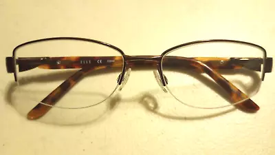 ELLE EL13392 BR Eyeglasses Frame 52-17-135 Half Rimless Brown Polish • $27.99