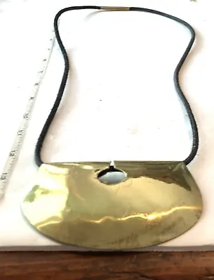 MMA Metropolitan Museum Of Art Oversize Leather Goldtone Pendant  Necklace • $65