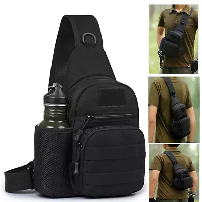 Tactical Sling Chest Pack Bag Molle Daypack Backpack Small Military Shoulder Bag • £8.89