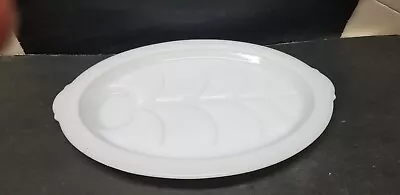 Vtg Fire King White Milk Glass Meat Serving Platter & Gravy Well 14 3/4  • $17.85